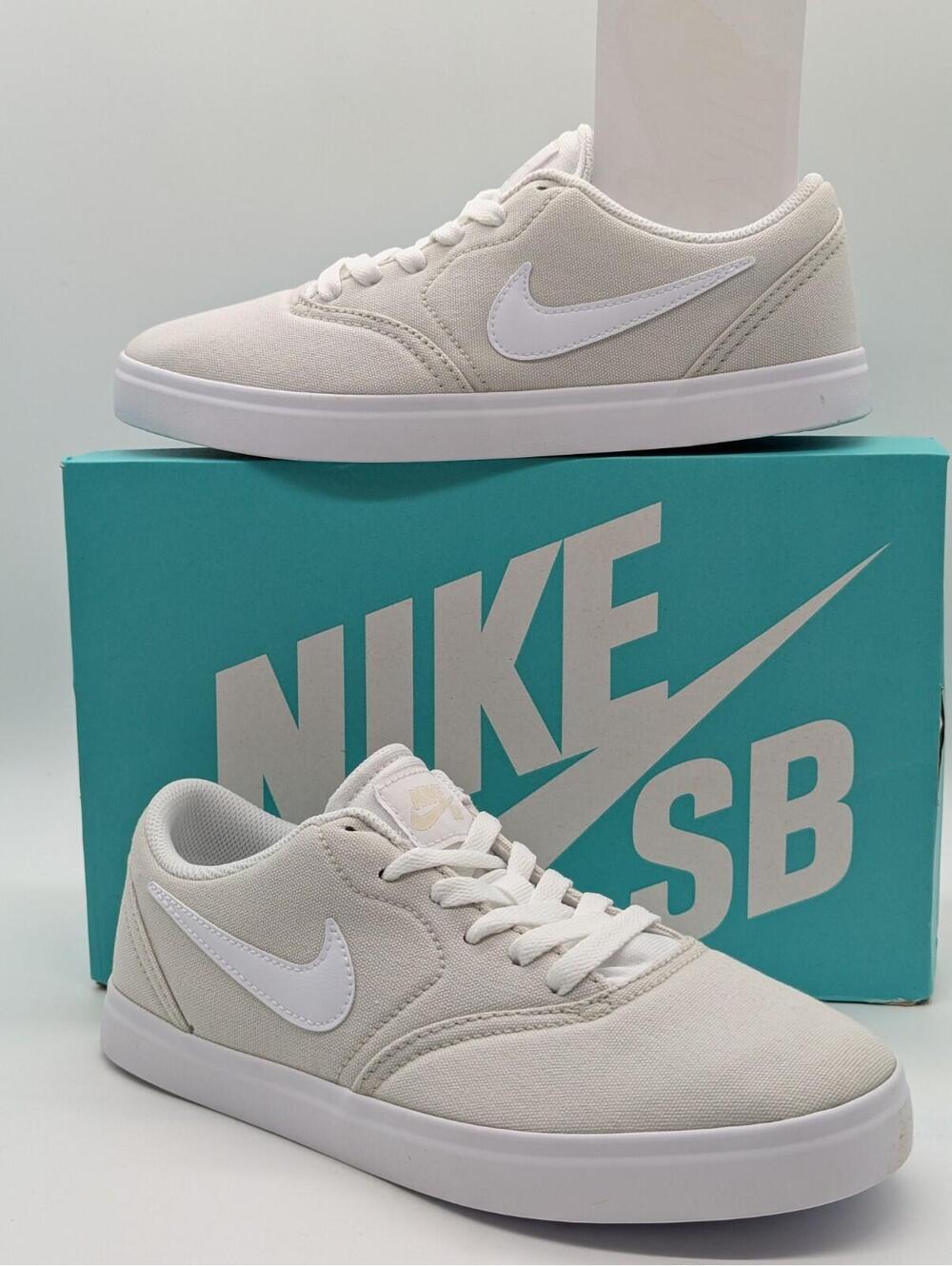 Nike SB Check Canvas Light Bone White Shoe Sneaker Kids Size 7Y / Womens 8.5 New
